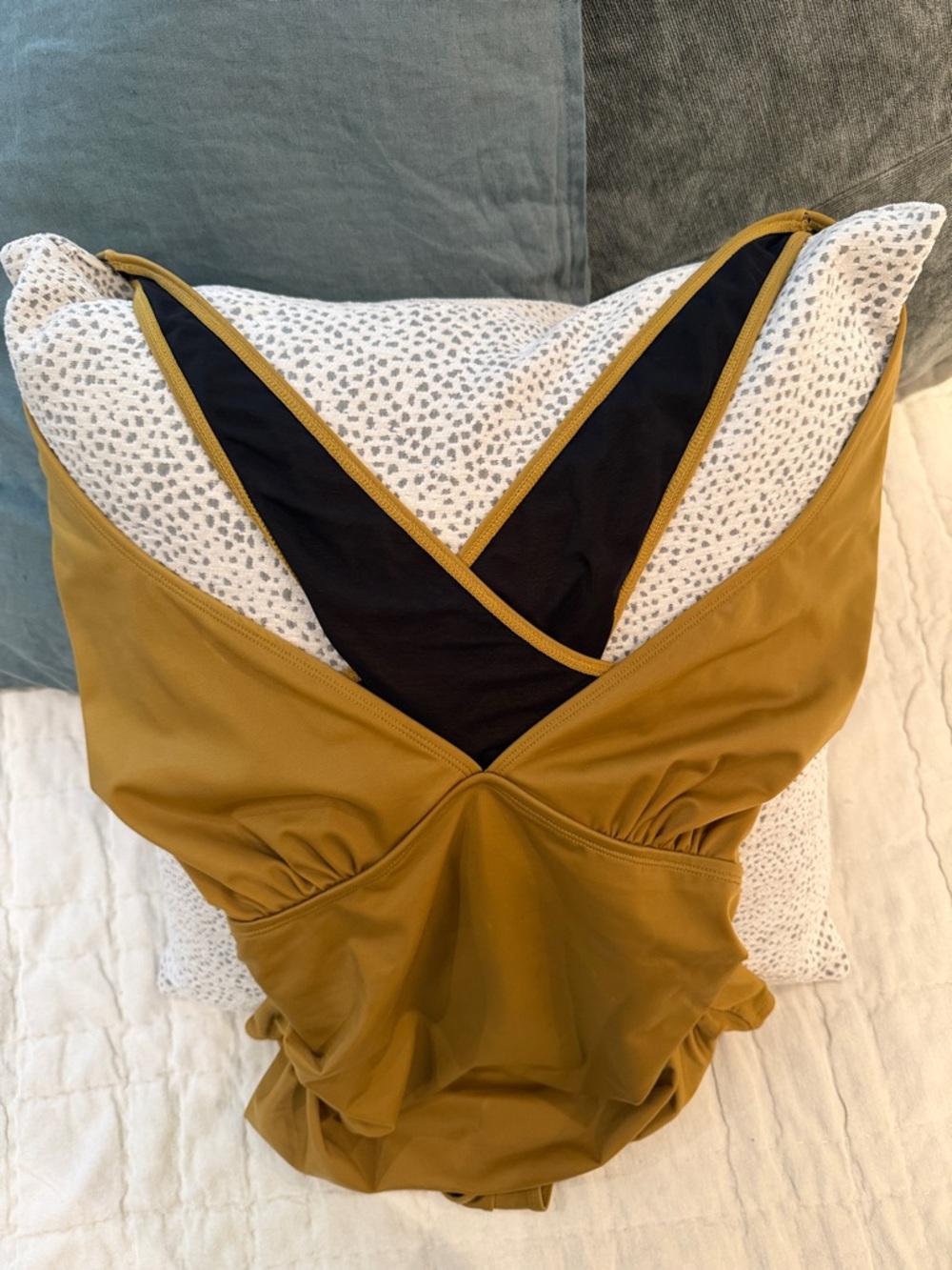 Shapellx Women’s One-Piece Swimsuit in Mustard with tummy control